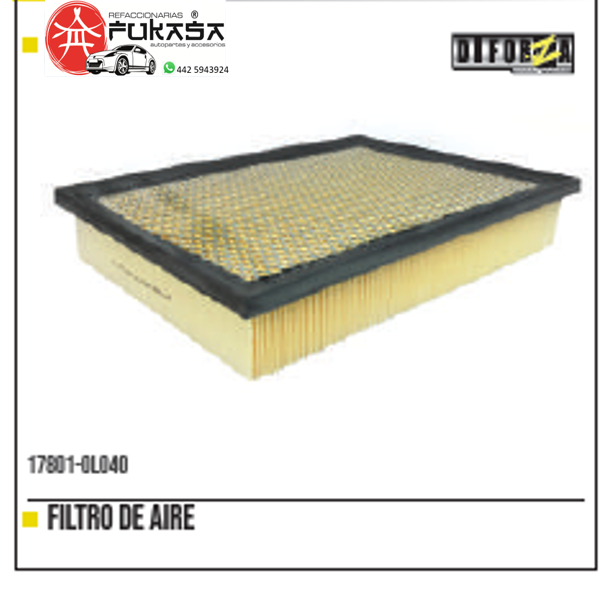 FILTRO DE AIRE (DIFORZA) HILUX 2.7L 2016 2017 *IMP