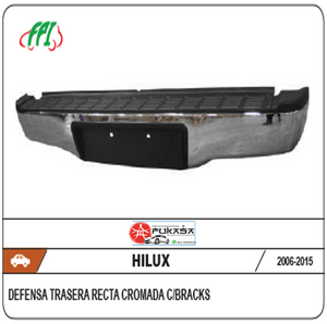 DEFENSA TRAS TOYOTA HILUX 06-15 RECTA CROMADA COMPLETA C/BRACKS *IMP