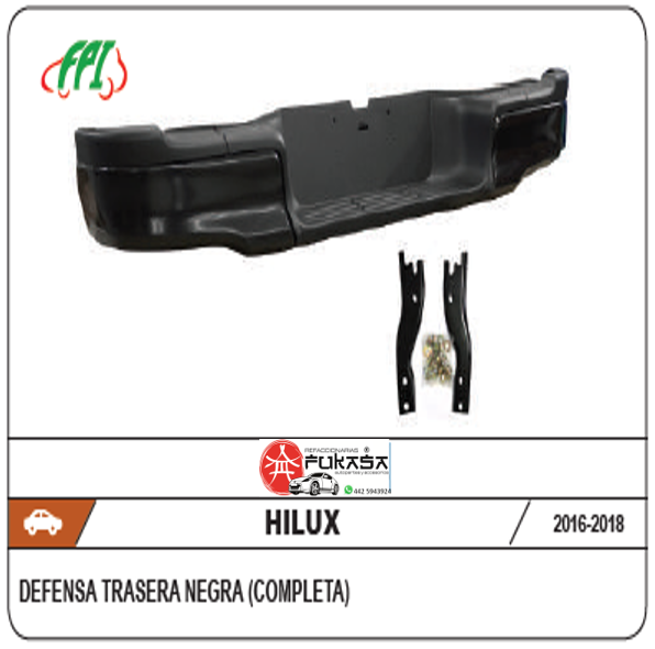 DEFENSA TRAS TOYTA HILUX 16-19  NEGRA COMPLETA C/BRACKS *IMP