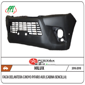 FACIA DEL TOYOTA HILUC 16-19 C/HOYO P/FARO AUX CORRUGADA C/REJILLA CENTRAL (CABINA SENCILLA) *IMP