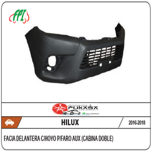 FACIA DEL HILUX 16-19 C/HOYO P/FARO AUX CORRUGADA C/REJILLA CENTRAL CABINA DOBLE *IMP