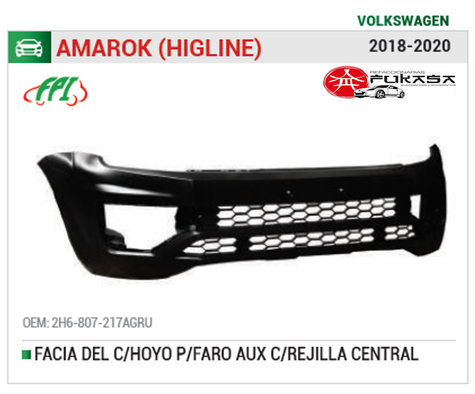 FACIA DELANTERA CON ORIFICIO PARA FARO AUXILIAR Y PARRILLA CENTRAL VW AMAROK