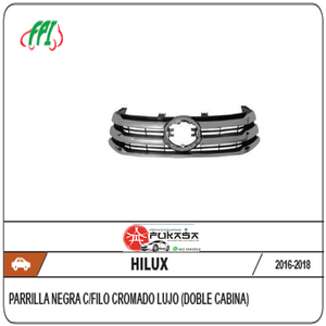 PARRILLA TOYOTA HILUX 16-19 NEGRA C/FILO CROMADO LUJO (DOBLE CABINA) *IMP