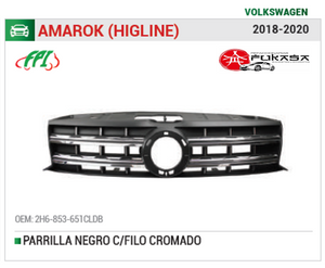 PARRILLA NEGRA CON FILO COROMO FRONTAL VW AMAROK