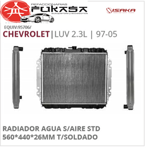 RADIADOR CHEVROLET LUV 2.3L 97-05 S/AIRE STD 560*440*26MM T/SOLDADO *IMP