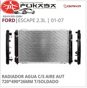 RADIADOR AGUA C/S AIRE AUT 720*490*26MM T/SOLDADO (ISAKA) ESCAPE 2.3L 2001 2007 *IMP