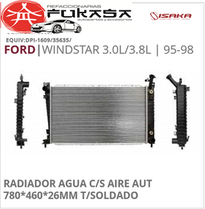 RADIADOR AGUA C/S AIRE AUT 780*460*26MM T/SOLDADO  FORD  WINDSTAR 3.0L/3.8L  1995-1998 *IMP