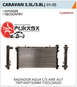 RADIADOR AGUA C/S AIRE AUT 790*440*32MM (VOYAGER/T&COUNTRY) T/SOLDADO CHRYSLER / DODGECARAVAN 3.3L/3.8L2001-2005 *IMP