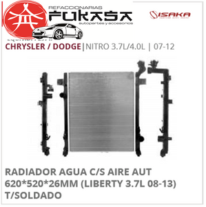 RADIADOR AGUA C/S AIRE AUT 620*520*26MM (LIBERTY 3.7L 08-13) T/SOLDADO CHRYSLER / DODGENITRO 3.7L/4.0L2007-2012 *IMP