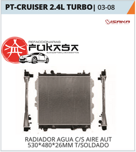 RADIADOR AGUA C/S AIRE AUT 530*480*26MM T/SOLDADO (ISAKA) PT-CRUISER 2.4L TURBO 2003 2008 *IMP