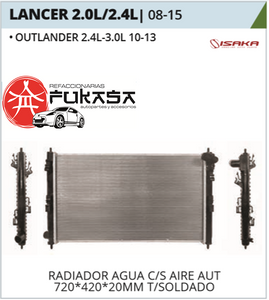 RADIADOR AGUA C/S AIRE AUT 720*420*20MM (OUTLANDER 2.4L-3.0L 08-16) T/SOLDADO LANCER 2.0L/2.4L 2008 2016 *IMP