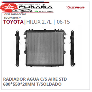 RADIADOR TOYOTA HILUX 2.7  06-11 *ISAKA