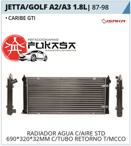 RADIADOR AGUA C/S AIRE AUT 670*460*32MM (BORA 2.0L/BEETLE 12-16) T/SOLDADO  VW  JETTA A6 GLI 2.0L  2010-2018   *IMP