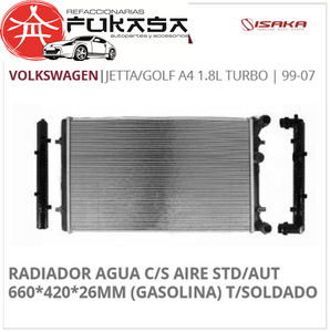 RADIADOR AGUA C/S AIRE STD/AUT 660*420*26MM (GASOLINA) (GOLF A4 TURBO) T/SOLDADO  VW  JETTA A4 1.8L TURBO  1999-2007   *IMP