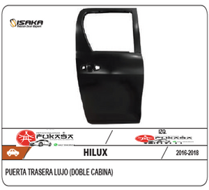 PUERTA TRAS IZQ TOYOTA HILUX 16-19 LUJO (DOBLE CABINA) (COLOR/GRIS) *IMP