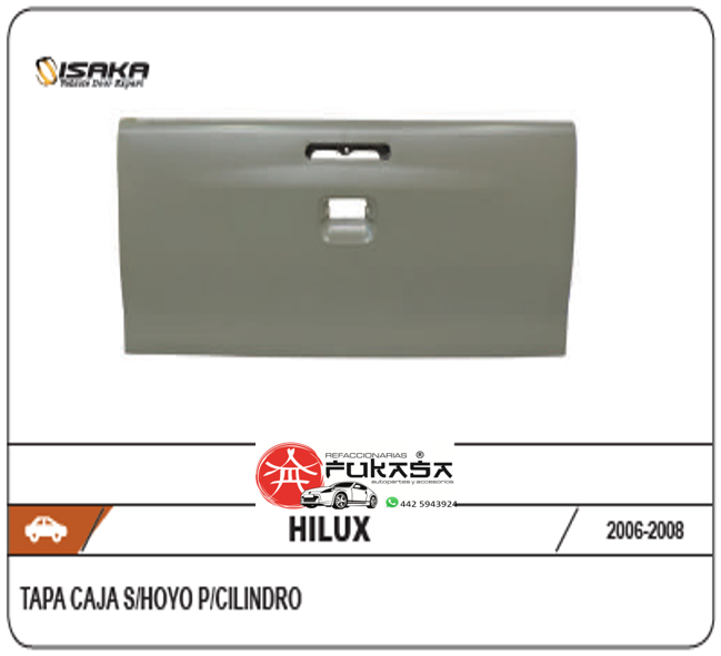 TAPA BATEA TOYOTA HILUX 06-08  S/HOYO P/CILINDRO (COLOR/GRIS) *IMP