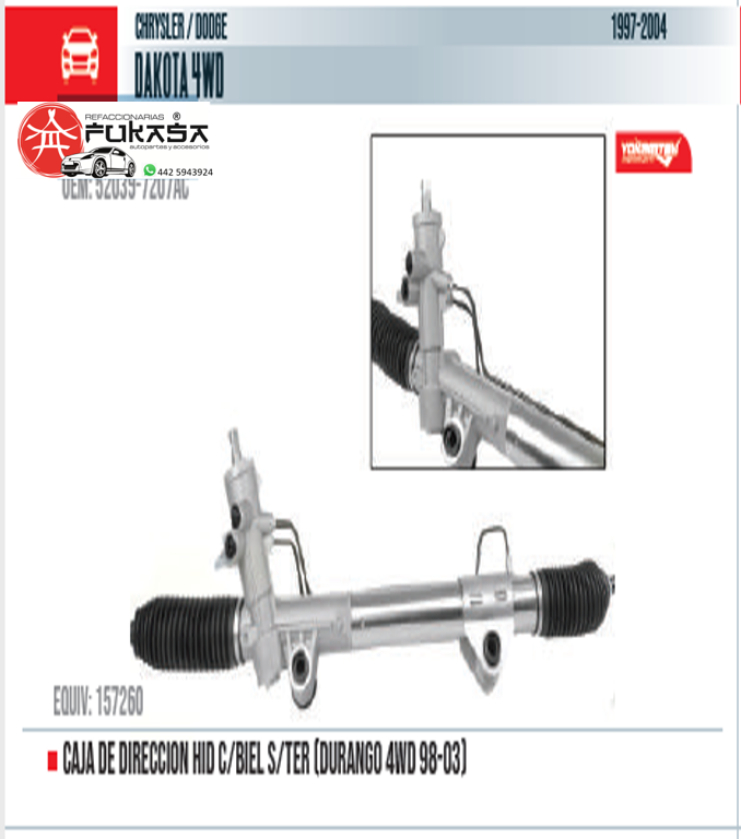 CAJA DE DIRECCION HID C/BIEL S/TER (DURANGO 4WD 98-03) (YOKOMITSU) DAKOTA 4WD 1997 2004 *IMP