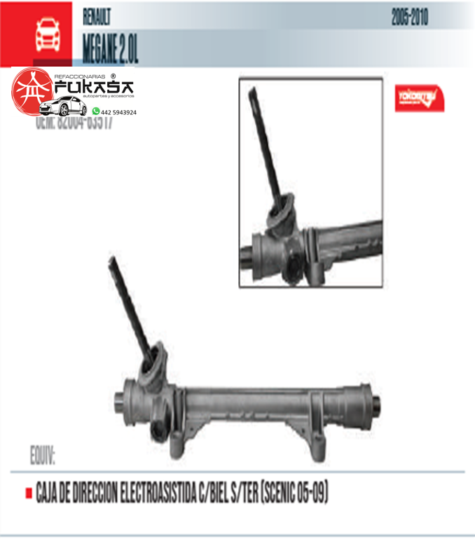 CAJA DE DIRECCION ELECTRONICA C/BIEL S/TER (SCENIC 05-09) (YOKOMITSU) MEGANE 2.0L 2005 2010 *IMP