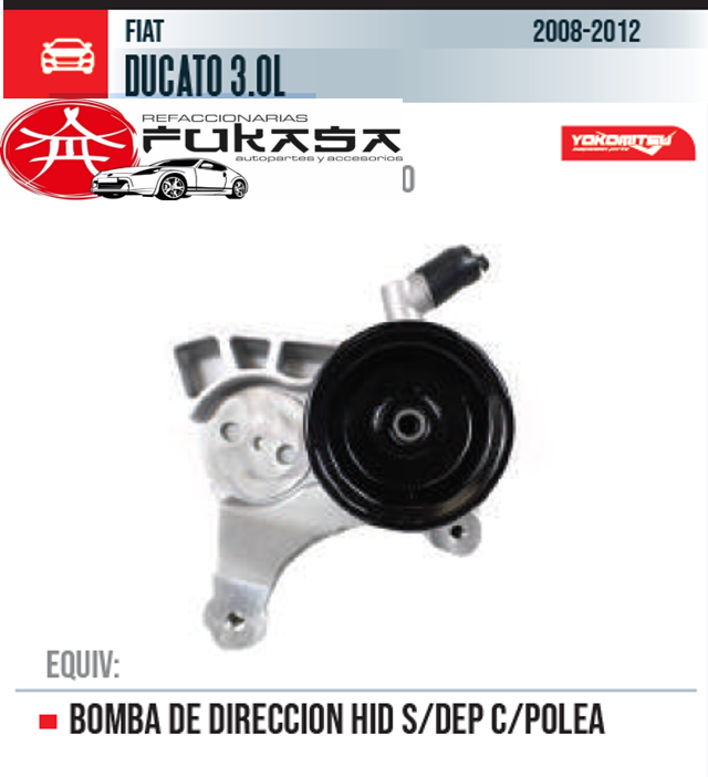 BOMBA DE DIRECCION HID S/DEP C/POLEA  FIAT  DUCATO 2.3L/3.0L  2008-2020 *IMP