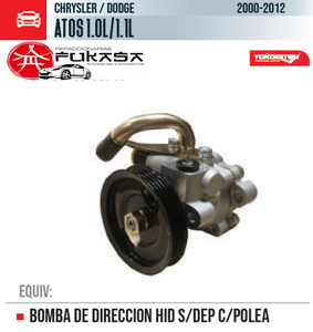 BOMBA DE DIRECCION HID S/DEP C/POLEA  CHRYSLER/DODGE  ATOS 1.0L/1.1L  2000-2012 *IMP