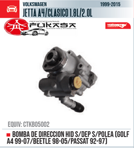 BOMBA DE DIRECCION HID S/DEP S/POLEA (GOLF A4 99-07/BEETLE 98-05/PASSAT 92-97)  VW  JETTA A4/CLASICO 1.8L/2.0L  1999-2015 *IMP