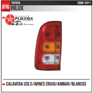 CALAVERA IZQ TOYOTA HILUX 06-11 S/ARNES (ROJO/AMBAR/BLANCO) *IMP