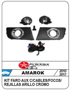 KIT DE FARO AUXILIAR CON REJILLA CROMADA  VW AMAROK