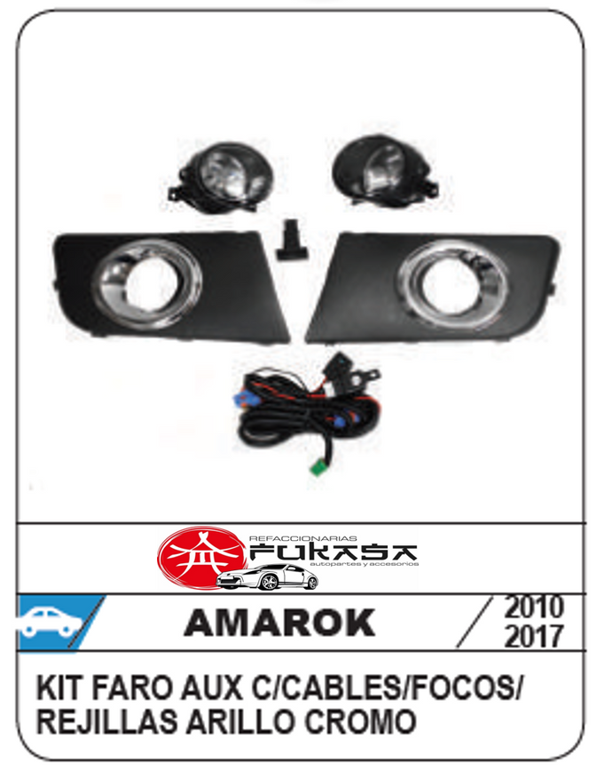 KIT DE FARO AUXILIAR CON REJILLA CROMADA  VW AMAROK