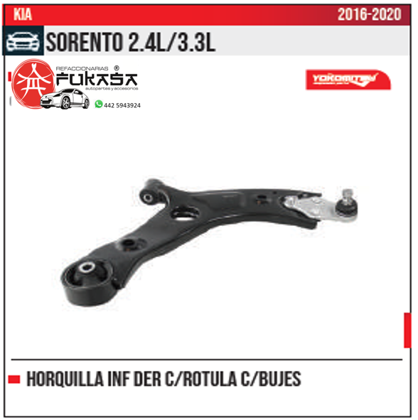 HORQUILLA INF DER KIA SORENTO 2.4L 3.3L 2016 2020 *IMP