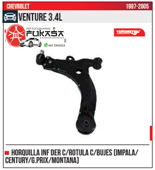 HORQUILLA INF DER IMPALA CENTURY G.PRIX MONTANA VENTURE 3.4L 1997 2005 *IMP