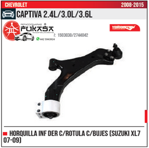 HORQUILLA INF DER SUZUKI XL7 07 09 CAPTIVA 2.4L 3.0L 3.6L 2008 2015 *IMP