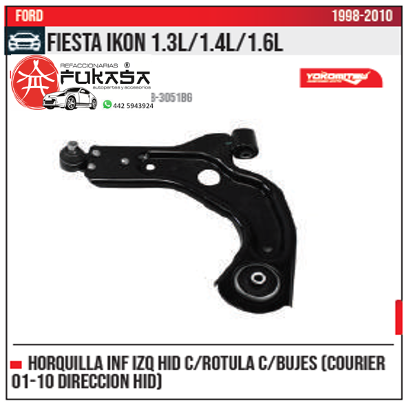 HORQUILLA INF IZQ HID FIESTA IKON 1.3L 1.4L 1.6L 1998 2010 *IMP