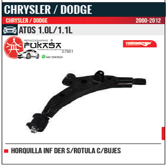 HORQUILLA INF DER S ROTULA CHRYSLER DODGE ATOS 1.0L 1.1L 2000 2012 *IMP