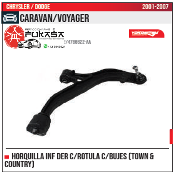 HORQUILLA INF DER TOWN & COUNTRY CARAVAN VOYAGER 2001 2007 *IMP