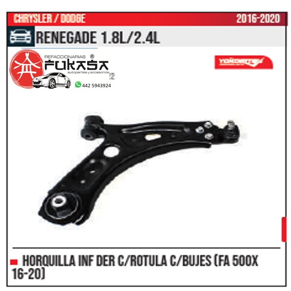 HORQUILLA INF IZQ FA 500X 16 20 CHRYSLER DODGE RENEGADE 1.8L 2.4L 2016 2020 *IMP