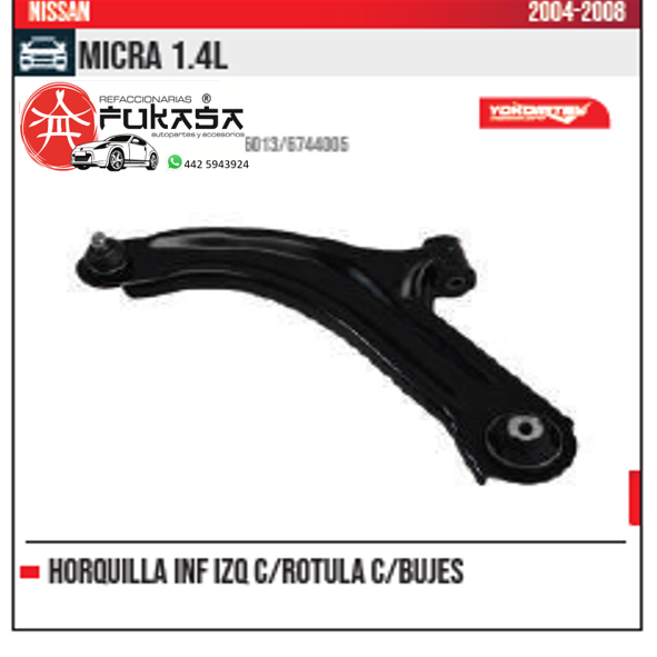 HORQUILLA SUSPENSION INF IZQ MICRA 05 07 *