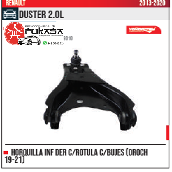 HORQUILLA INF DER OROCH 19 21 RENAULT DUSTER 2.0L 2013 2020 *IMP