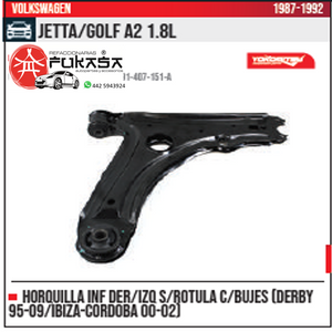 HORQUILLA INF DER IZQ VW JETTA GOLF A2 1.8L 87 92 S ROTULA DERBY 95 09 IBIZA CORDOBA 00 02 *IMP